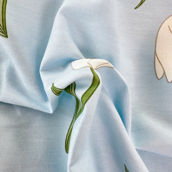 91家纺网 家纺一手货源 找家纺 帛织澜家纺 2025新款12868全棉喷气印花枕套 百合兔