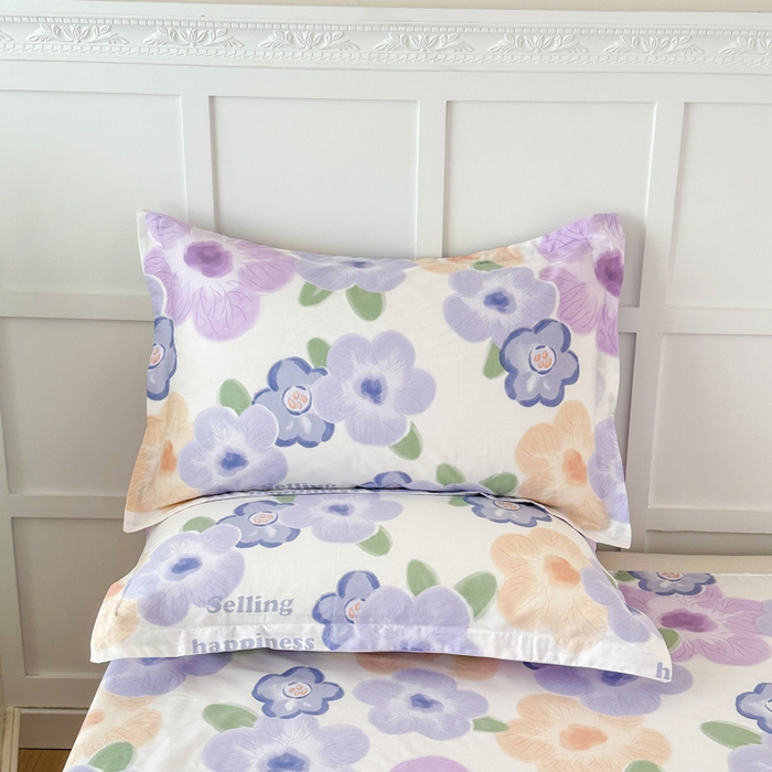 91家纺网 家纺一手货源 找家纺 帛织澜家纺 2025新款12868全棉喷气印花枕套 紫韵花开