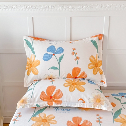 帛织澜家纺 2025新款12868全棉喷气印花枕套 芙蓉出水