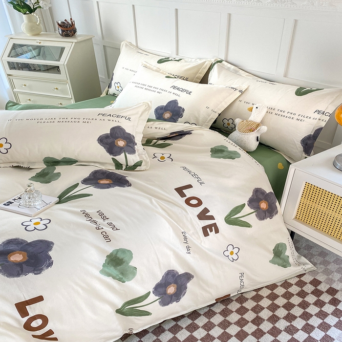 91家纺网 家纺一手货源 找家纺 帛织澜家纺 2025新款12868全棉喷气印花枕套 绿蔓