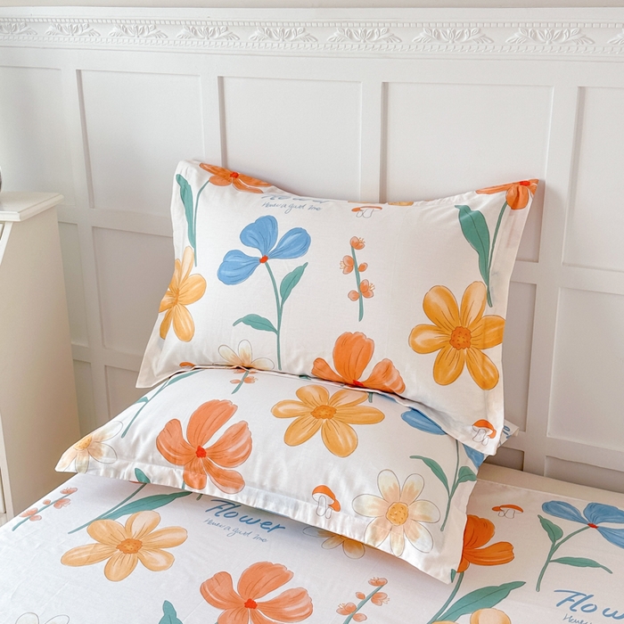 91家纺网 家纺一手货源 找家纺 帛织澜家纺 2025新款12868全棉喷气印花枕套 芙蓉出水