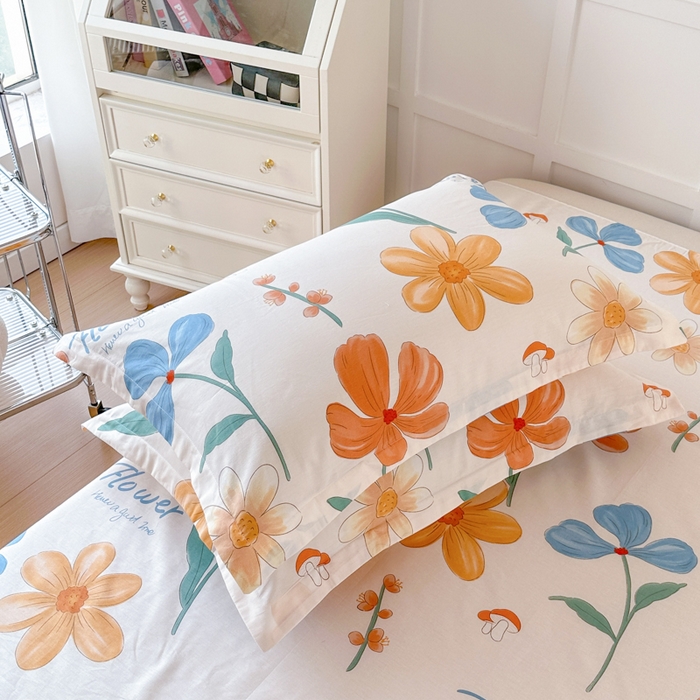 91家纺网 家纺一手货源 找家纺 帛织澜家纺 2025新款12868全棉喷气印花枕套 芙蓉出水