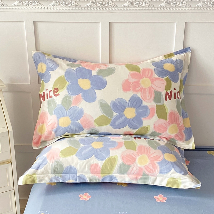 91家纺网 家纺一手货源 找家纺 帛织澜家纺 2025新款12868全棉喷气印花枕套 蓝海晨光