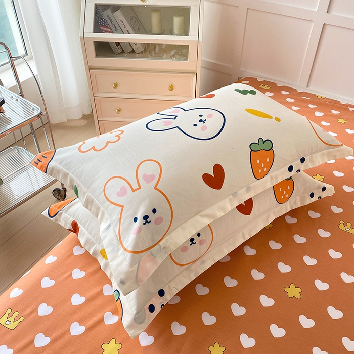 91家纺网 家纺一手货源 找家纺 帛织澜家纺 2025新款12868全棉喷气印花枕套 萝卜兔