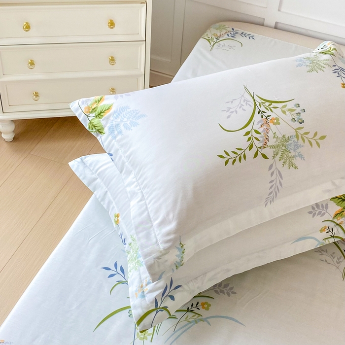 91家纺网 家纺一手货源 找家纺 帛织澜家纺 2025新款12868全棉喷气印花枕套 香草集