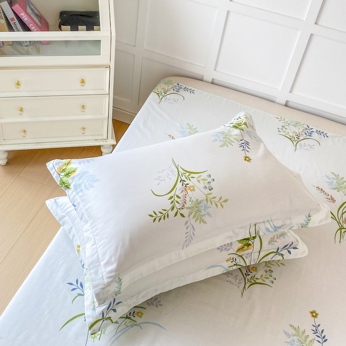 91家纺网 家纺一手货源 找家纺 帛织澜家纺 2025新款12868全棉喷气印花枕套 香草集