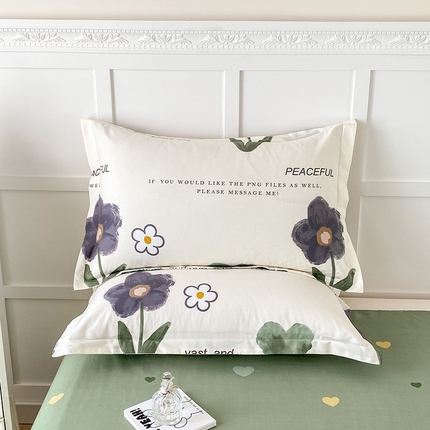 91家纺网 家纺一手货源 找家纺 帛织澜家纺 2025新款12868全棉喷气印花枕套 绿蔓