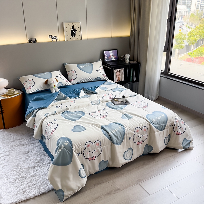 91家纺网 家纺一手货源 找家纺 （总）梦舒羽2025新款夏凉被空调被可机洗儿童被夏季双人夏被四件套