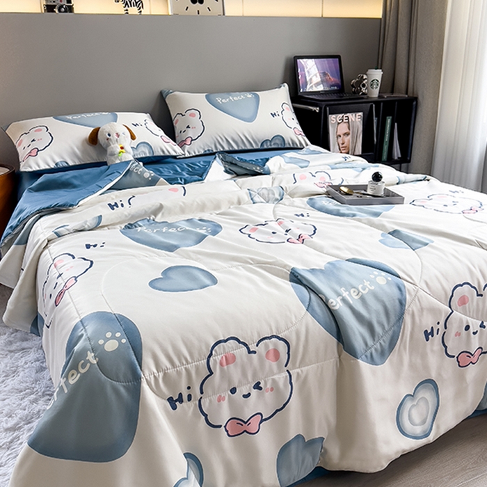 91家纺网 家纺一手货源 找家纺 （总）梦舒羽2025新款夏凉被空调被可机洗儿童被夏季双人夏被四件套