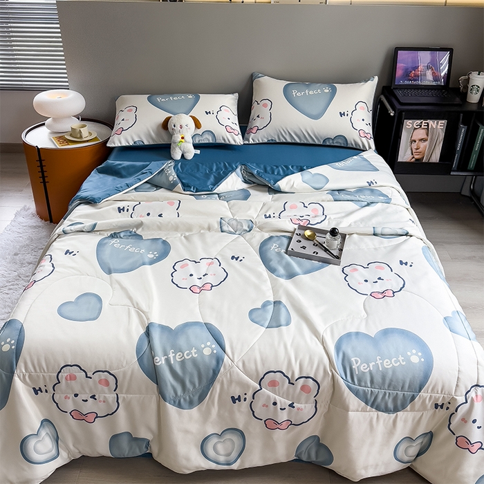 91家纺网 家纺一手货源 找家纺 （总）梦舒羽2025新款夏凉被空调被可机洗儿童被夏季双人夏被四件套