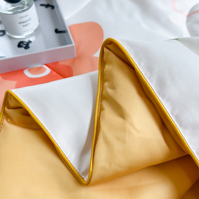 91家纺网 家纺一手货源 找家纺 梦舒羽 2025新款夏凉被空调被可机洗儿童被夏季双人夏被四件套 暗香橙