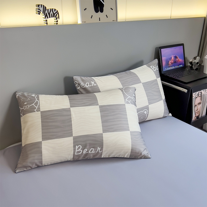 91家纺网 家纺一手货源 找家纺 梦舒羽 2025新款夏凉被空调被可机洗儿童被夏季双人夏被四件套 格子小熊