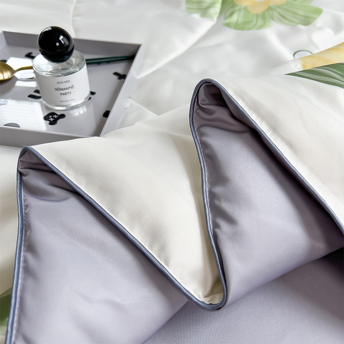 91家纺网 家纺一手货源 找家纺 梦舒羽 2025款夏凉被空调被可机洗儿童被夏季双人夏被四件套 花季绿