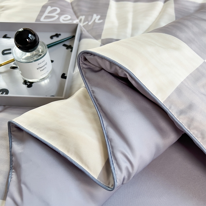 91家纺网 家纺一手货源 找家纺 梦舒羽 2025新款夏凉被空调被可机洗儿童被夏季双人夏被四件套 格子小熊