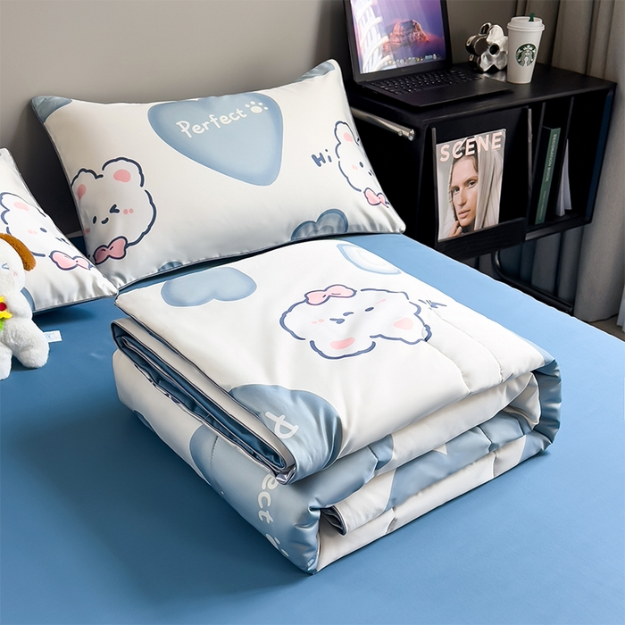 91家纺网 家纺一手货源 找家纺 梦舒羽 2025新款夏凉被空调被可机洗儿童被夏季双人夏被四件套 开心兔