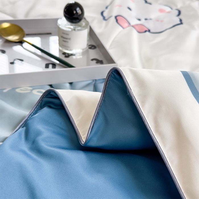 91家纺网 家纺一手货源 找家纺 梦舒羽 2025新款夏凉被空调被可机洗儿童被夏季双人夏被四件套 开心兔