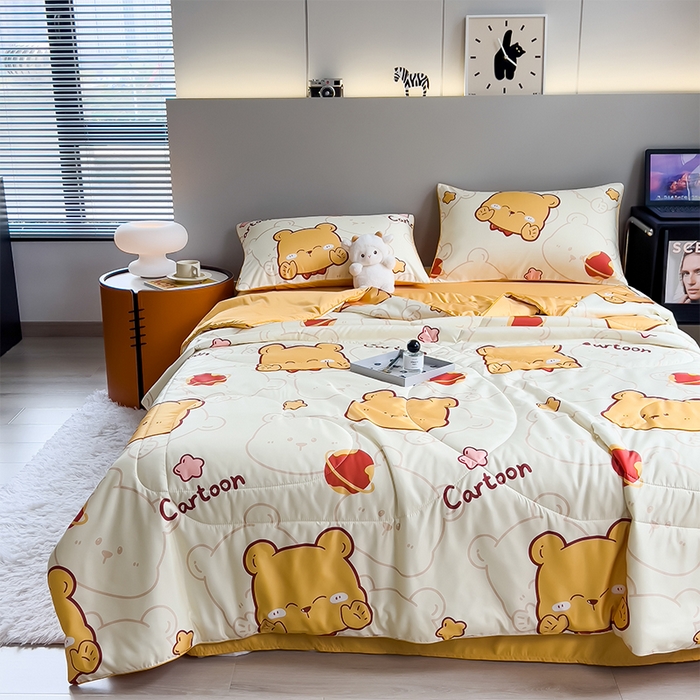 91家纺网 家纺一手货源 找家纺 梦舒羽 2025新款夏凉被空调被可机洗儿童被夏季双人夏被四件套 胖嘟嘟