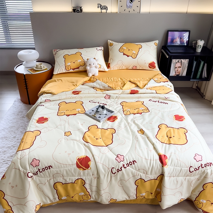 91家纺网 家纺一手货源 找家纺 梦舒羽 2025新款夏凉被空调被可机洗儿童被夏季双人夏被四件套 胖嘟嘟