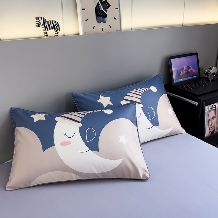 91家纺网 家纺一手货源 找家纺 梦舒羽 2025款夏凉被空调被可机洗儿童被夏季双人夏被四件套 月亮宝宝