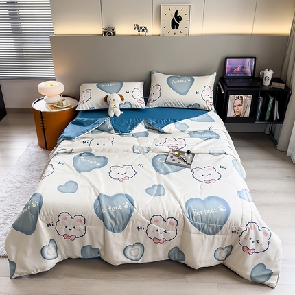 91家纺网 家纺一手货源 找家纺 （总）梦舒羽2025新款夏凉被空调被可机洗儿童被夏季双人夏被四件套