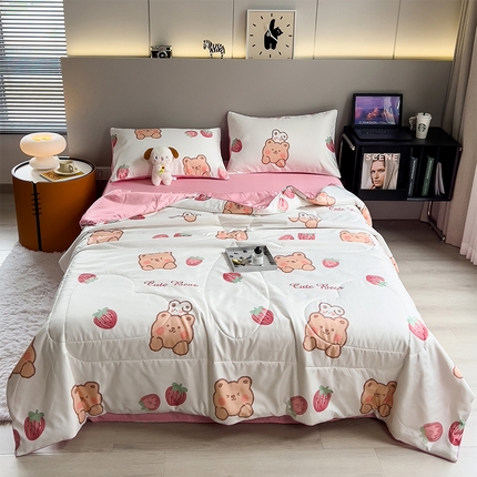 91家纺网 家纺一手货源 找家纺 （总）梦舒羽2025新款夏凉被空调被可机洗儿童被夏季双人夏被四件套