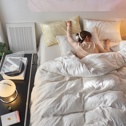 简家居 2023新款AB版全棉浮雕提花四件套-织梦 茶白