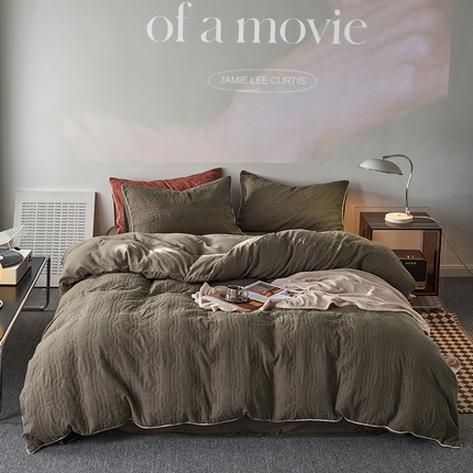 91家纺网 家纺一手货源 找家纺 （总）简家居 2023新款AB版全棉浮雕提花四件套-织梦