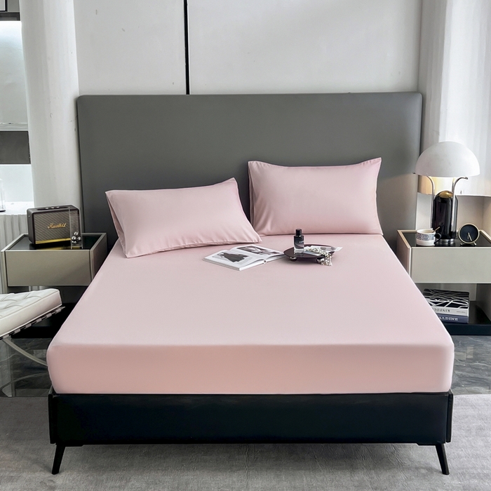 91家纺网 家纺一手货源 找家纺 维娜斯家纺 2023新款纯色床笠 藕紫