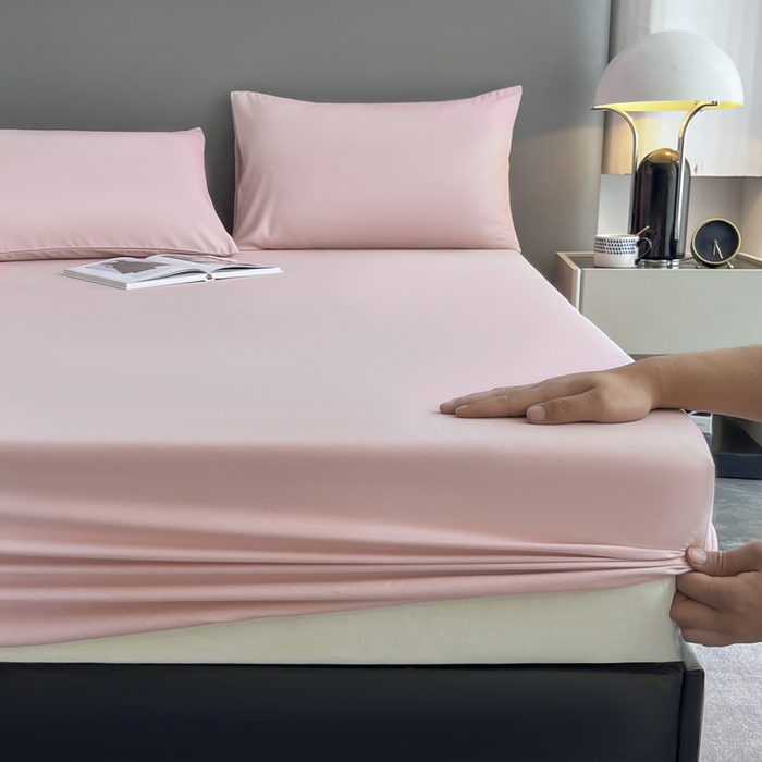 91家纺网 家纺一手货源 找家纺 维娜斯家纺 2023新款纯色床笠 藕紫