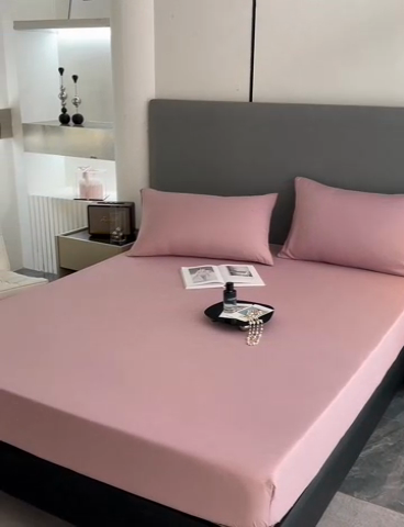 91家纺网 家纺一手货源 找家纺 维娜斯家纺 2023新款纯色床笠 藕紫