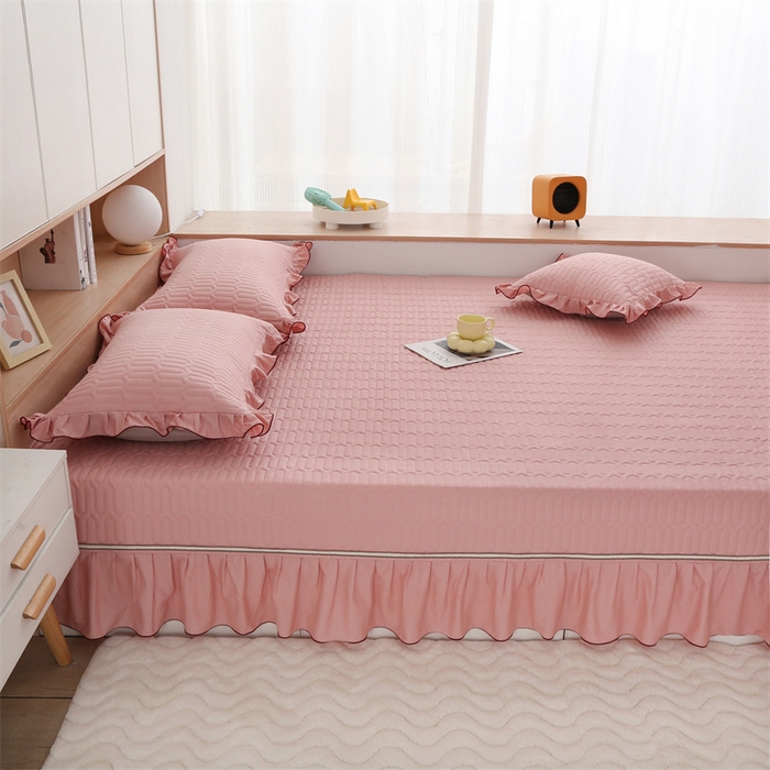 91家纺网 家纺一手货源 找家纺 美优兰 2023新款全棉素色榻榻米垫 樱桃粉