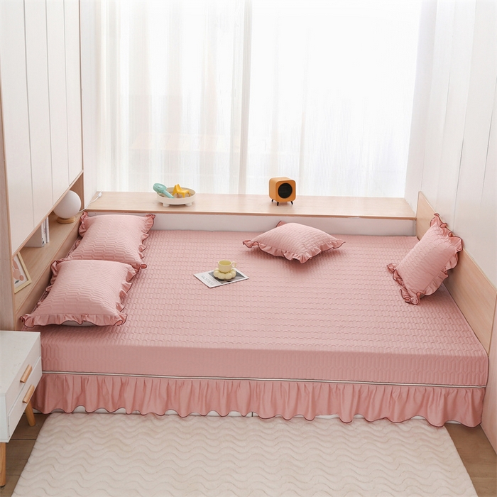 91家纺网 家纺一手货源 找家纺 美优兰 2023新款全棉素色榻榻米垫 樱桃粉