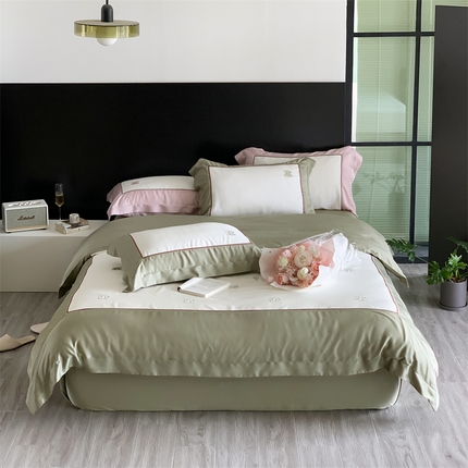 91家纺网 家纺一手货源 找家纺 馨蕊 2023春夏新品LF奥地利兰精天丝高定系列四件套-赫拉 赫拉-香草绿