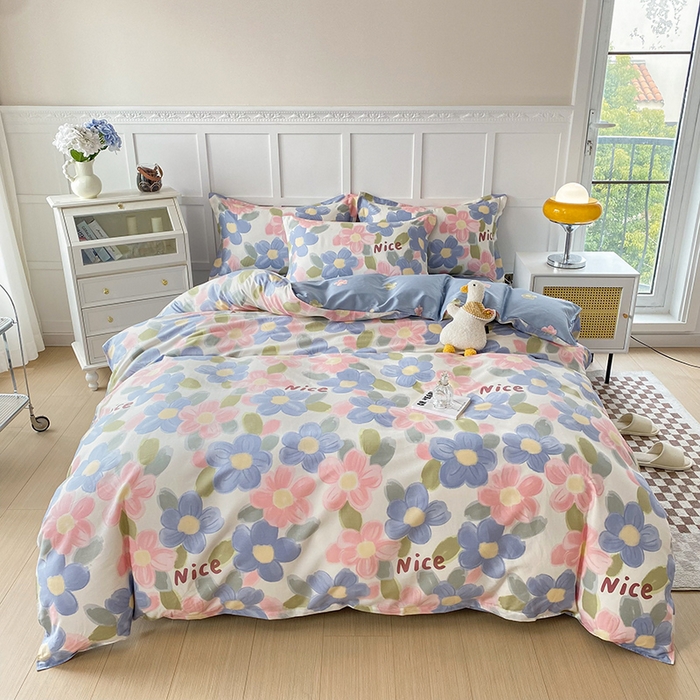 91家纺网 家纺一手货源 找家纺 帛织澜 12868全棉喷气印花四件套 莫兰迪-兰