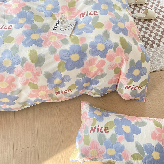 91家纺网 家纺一手货源 找家纺 帛织澜 12868全棉喷气印花四件套 蓝海晨光