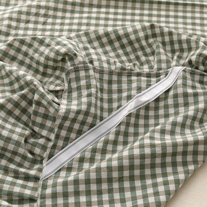 91家纺网 家纺一手货源 找家纺 忘忧草 2023新款全棉色织水洗棉床裙纯棉格子 雅尚-绿小格