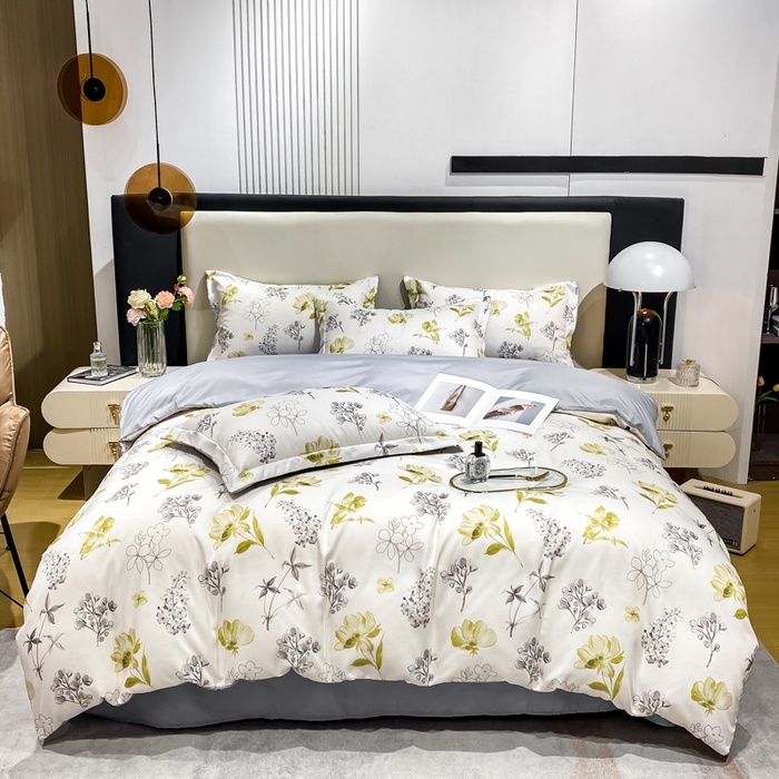 91家纺网 家纺一手货源 找家纺 红日子纺织品 2023新款水洗真丝印花四件套 宁夏