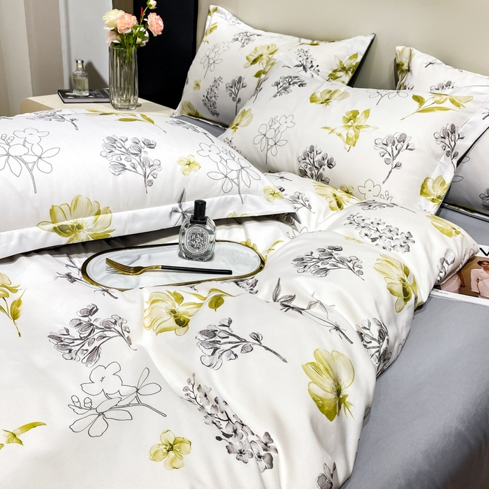 91家纺网 家纺一手货源 找家纺 红日子纺织品 2023新款水洗真丝印花四件套 宁夏