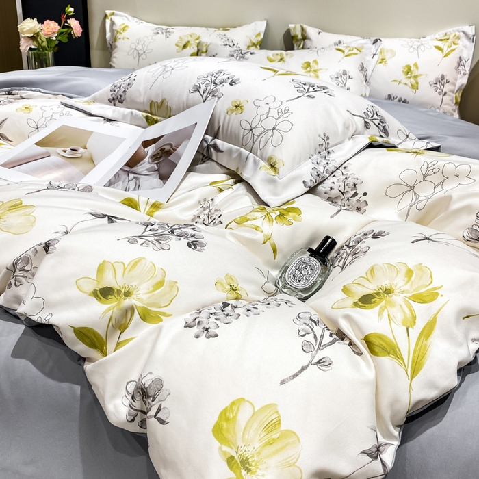 91家纺网 家纺一手货源 找家纺 红日子纺织品 2023新款水洗真丝印花四件套 宁夏