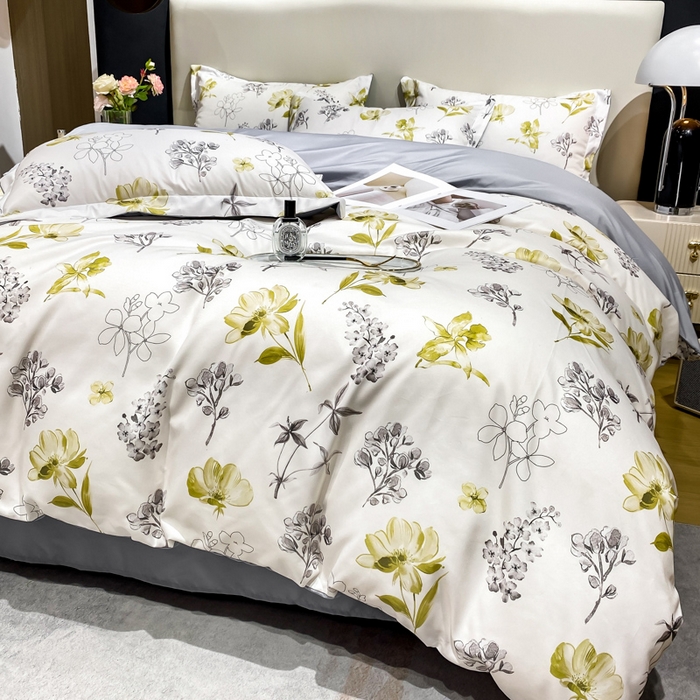 91家纺网 家纺一手货源 找家纺 红日子纺织品 2023新款水洗真丝印花四件套 宁夏