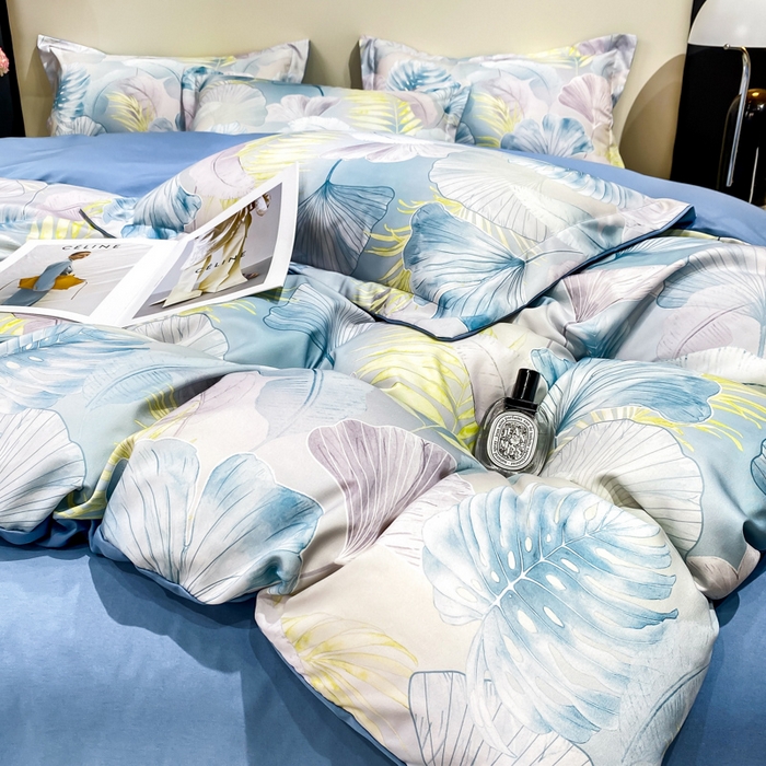 91家纺网 家纺一手货源 找家纺 红日子纺织品 2023新款水洗真丝印花四件套 夏日风情