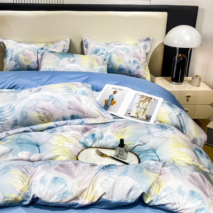 91家纺网 家纺一手货源 找家纺 红日子纺织品 2023新款水洗真丝印花四件套 夏日风情