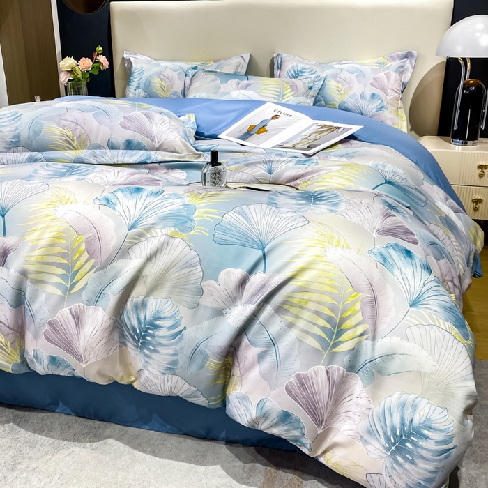 91家纺网 家纺一手货源 找家纺 红日子纺织品 2023新款水洗真丝印花四件套 夏日风情