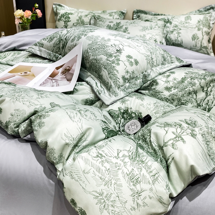 91家纺网 家纺一手货源 找家纺 红日子纺织品 2023新款水洗真丝印花四件套 忆江南