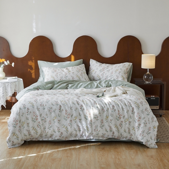 91家纺网 家纺一手货源 找家纺 时年 2023新款天丝印花四件套 伊恬