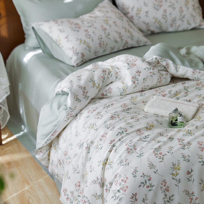 91家纺网 家纺一手货源 找家纺 时年 2023新款天丝印花四件套 伊恬