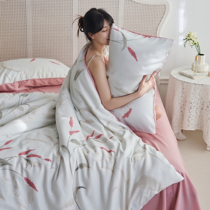 91家纺网 家纺一手货源 找家纺 时年 2023新款天丝印花四件套 妙影