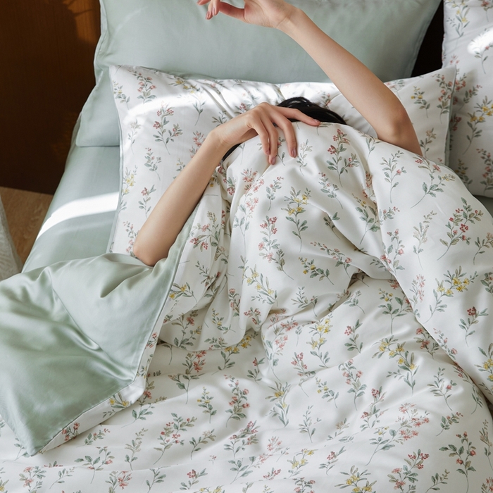 91家纺网 家纺一手货源 找家纺 时年 2023新款天丝印花四件套 伊恬