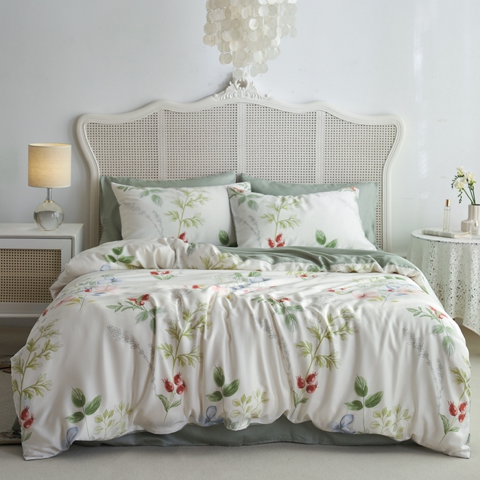 91家纺网 家纺一手货源 找家纺 时年 2023新款天丝印花四件套 悸动