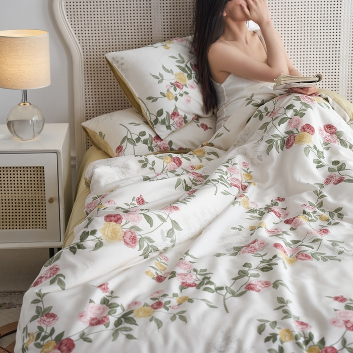 91家纺网 家纺一手货源 找家纺 时年 2023新款天丝印花四件套 曼茂